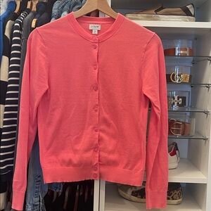 J. Crew Coral Pink Crewneck Button-Up Cardigan